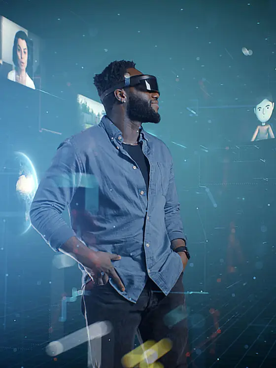 A man with vr headset on exploring the metaverse